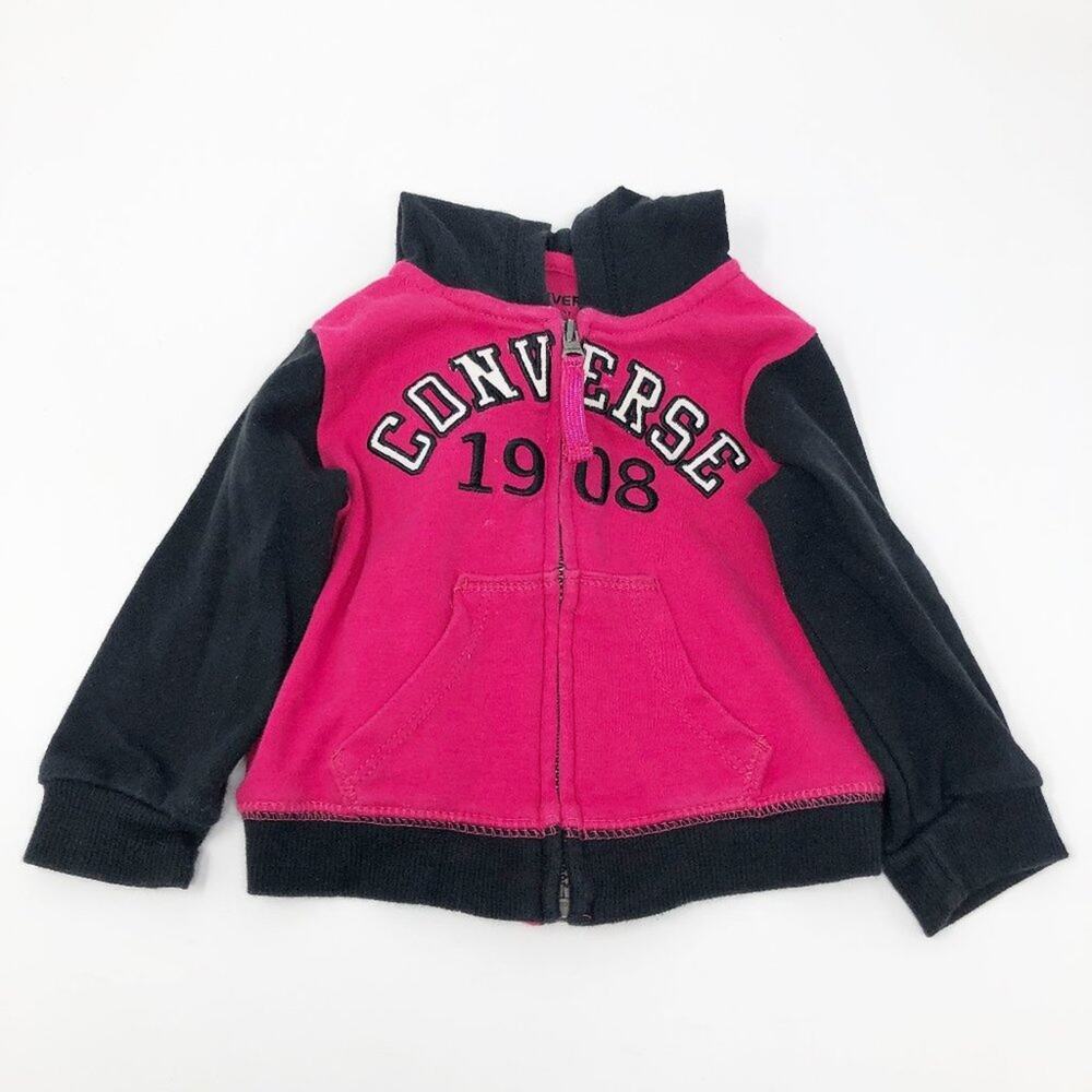 Converse Baby Girl Zip Long Sleeve Colorblock Hoodie 3-6M